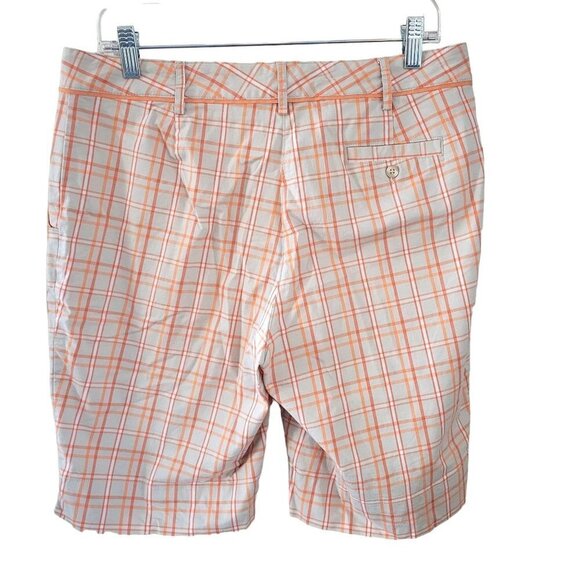 Lady Hagen Women's Sz 8 Orange Plaid MidRise Cotton Golf Bermuda Modest Shorts - Picture 8 of 8